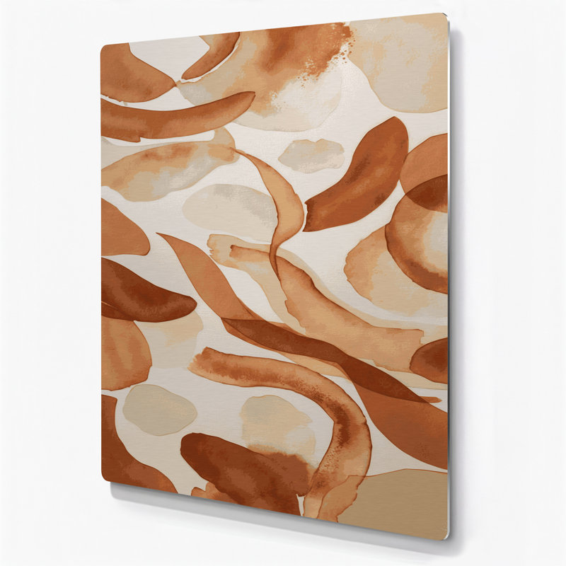 Abstrait aquarelle 83, art mural en métal beige