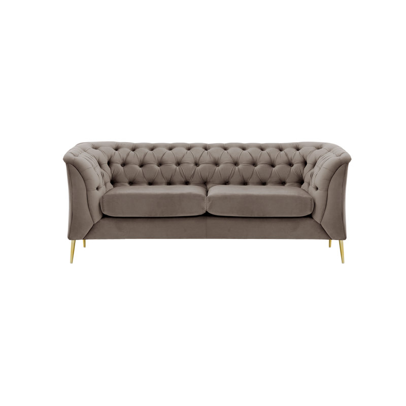 Ranae Chesterfield Sofa, 74cm H x 183cm W x 80cm D, Beige, 2