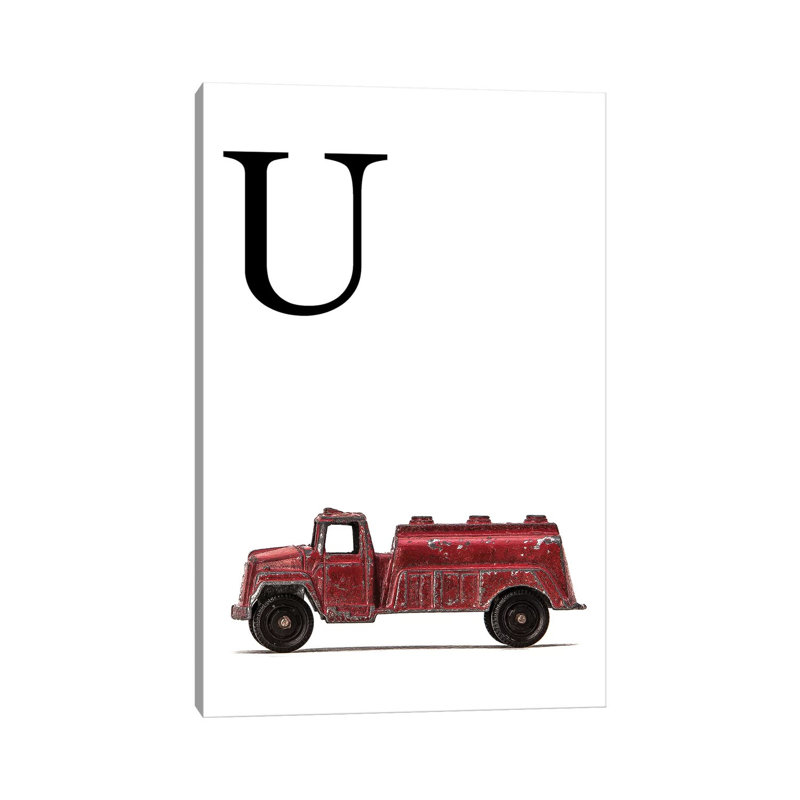 U Water Truck White Letter 1 Piece Wall Art on Canvas, 66.04 cm H x 45.72 cm W x 1.91 cm D, Wrapped Canvas