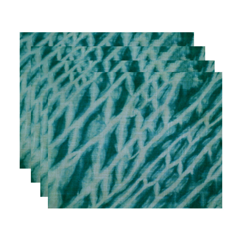 Ensemble de napperon à rayures 4 pièces grand Ridge shibori, sarcelle