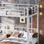 Lit superposé simple simple au-dessus de simple et simple TG pour 3 personnes avec structure robuste, conception peu encombrante, blanc-1321436731