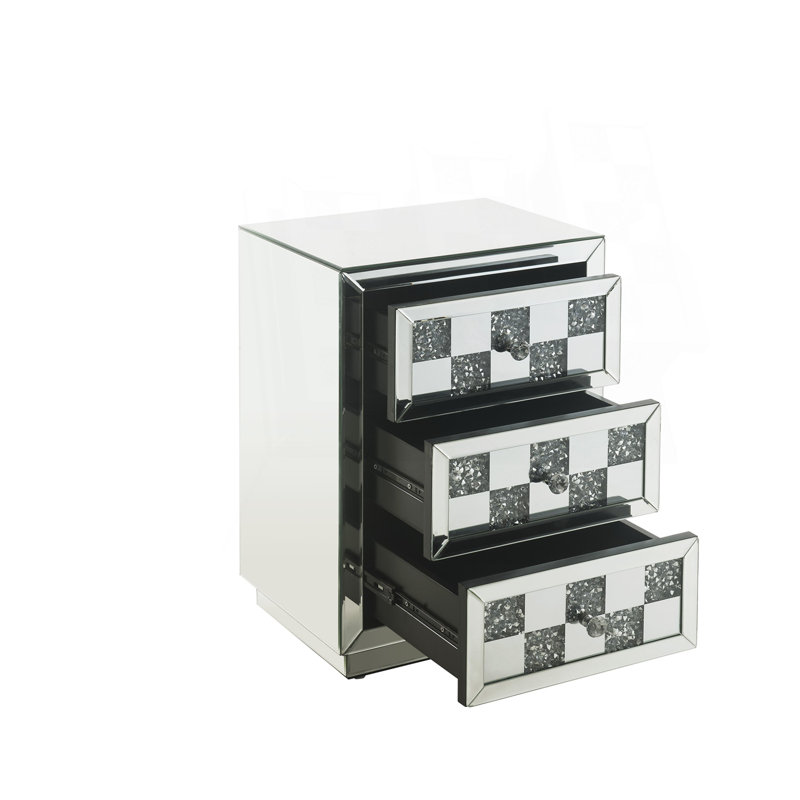 Table d'appoint en miroir et faux diamants