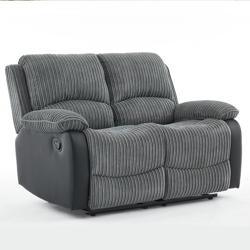 Reclining Sofa Sectional Recliner Plush Corduroy Couches Set Sofa, Manual - Push Button