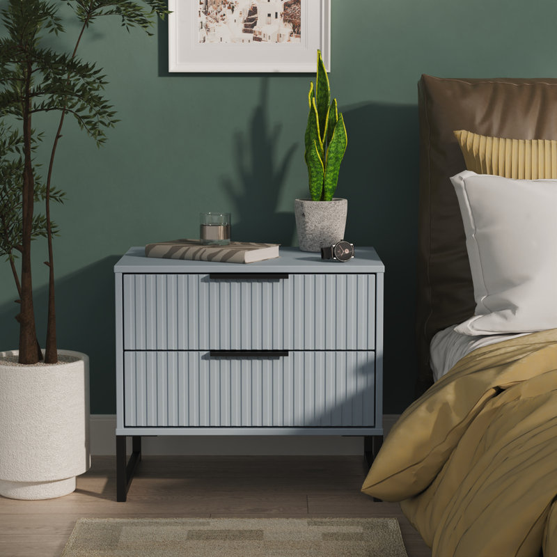 Chaelynn 58cm W Manufactured Wood Bedside Table, Blue