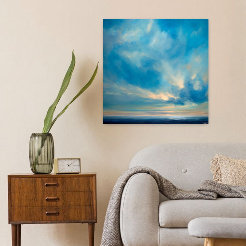 Art de paysage côtier abstrait Ocean Blues, H 24 po x l 24 po