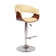 Allin Swivel Adjustable Height Bar Stool with Open Back in Faux Leather, Walnut Wood and Chrome