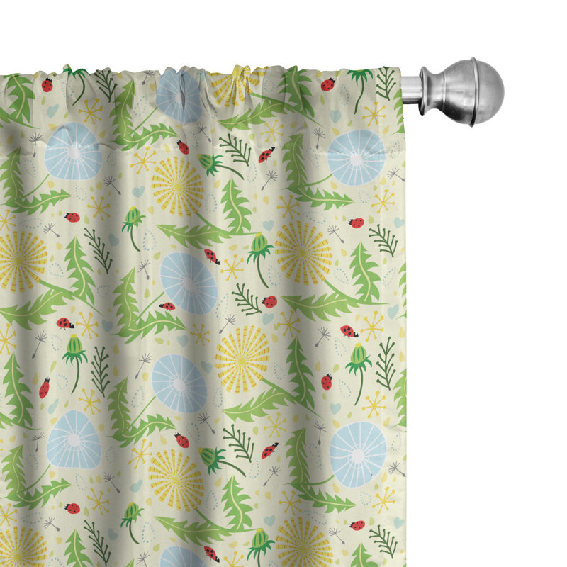 Turtle Semi-Sheer Rod Pocket Curtain Panels, 28" x 95", Yellow
