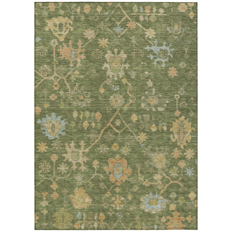 Machine Washable Indoor/Outdoor Xhevrie Fern Rug, Rectangle 8' x 10'