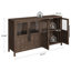 Buffet naturel de 55 pouces avec 4 portes vitrées - Présentoir pour café. Bar à vin. Cuisine. Salle à manger ou salon