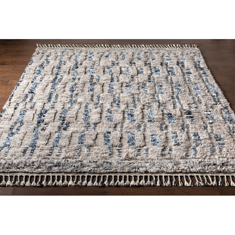Kenady Hand Knotted Wool Southwestern Area Rug, Rectangle 8'10" x 12'