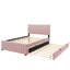 Structure de lit double tapissier en velours double avec lit gigogne simple, lit d'invité peu encombrant, rose-600052482