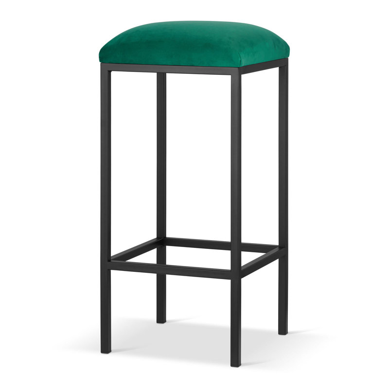 Mackayla Upholstered Counter Stool with Metal Frame, Green