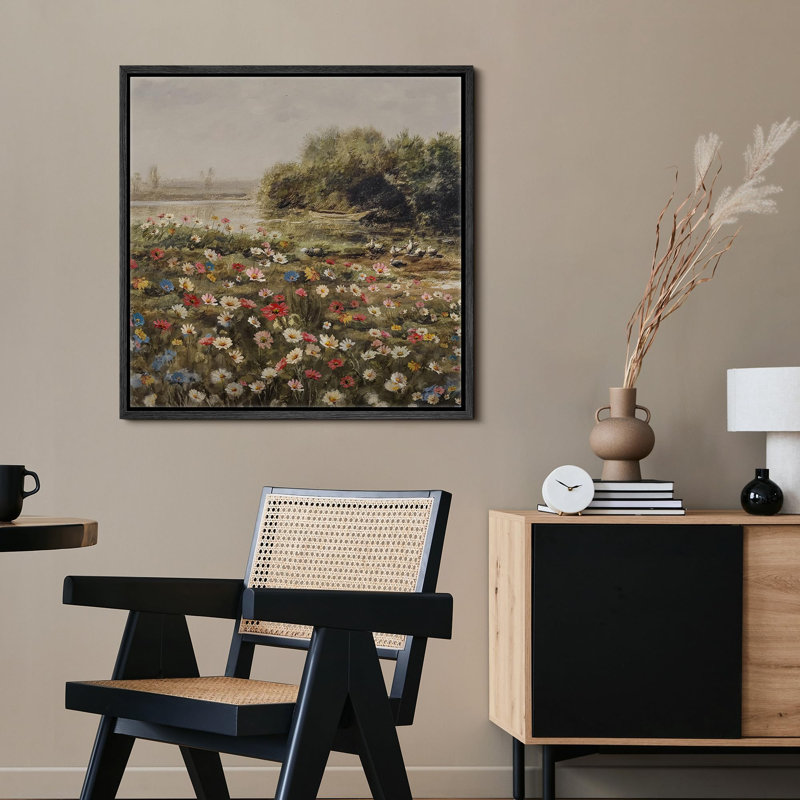 Wildflowers " Vintage Nature's Palette Wildflowers By The Lake Wilderness Illustrations Rustic French Country ", Black