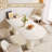 62.99" Modern Cream White Dining Table Set with 6 Chairs,Oval Kichen Table Set For 6, for Kitchen, Breakfast Nook,Dining Room-539561009-539561011