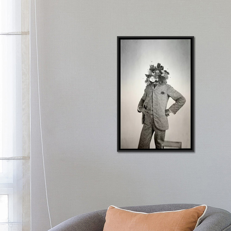 «Flowers», impression sur toile, H 26 po x l 18 po x P 1,5 po, Toile avec cadre noir, Pas de tapis
