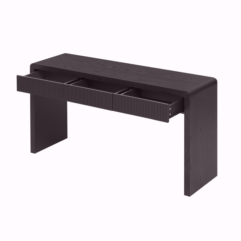 Console rustique avec 3 tiroirs cannelés, Noir