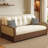 Beige Modern Minimalist Corduroy Sofa Bed with Cushions-404937459