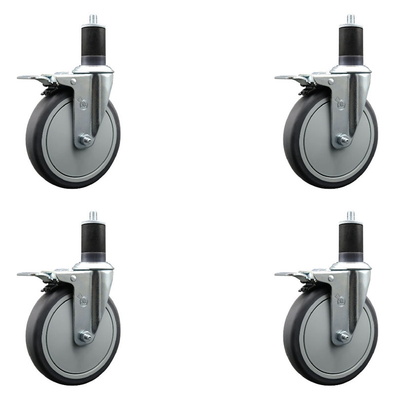Jeu de roulettes extensibles en caoutchouc thermoplastique pivotant de 6 po à 1-5 / 8 po