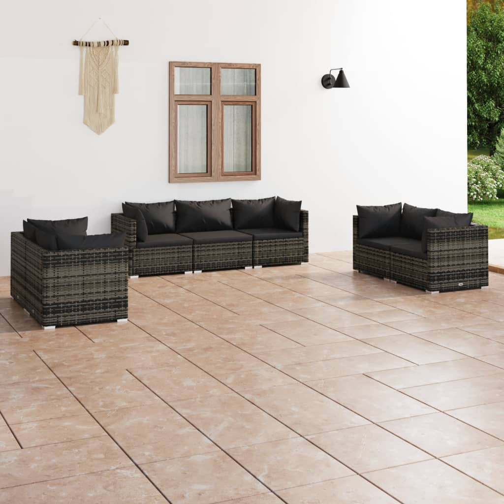 7-Sitzer Lounge-Set Jeasie aus Rattan mit Polster