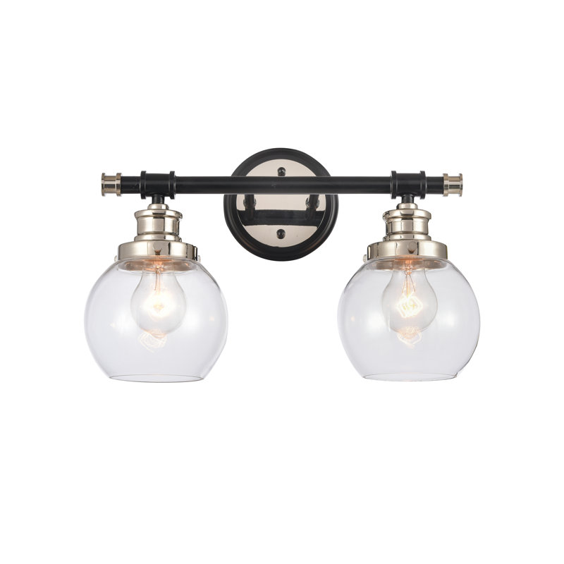 Éclairage pour meuble-lavabo à 2 lumières à intensité variable Coronita, Nickel poli noir, Transparent