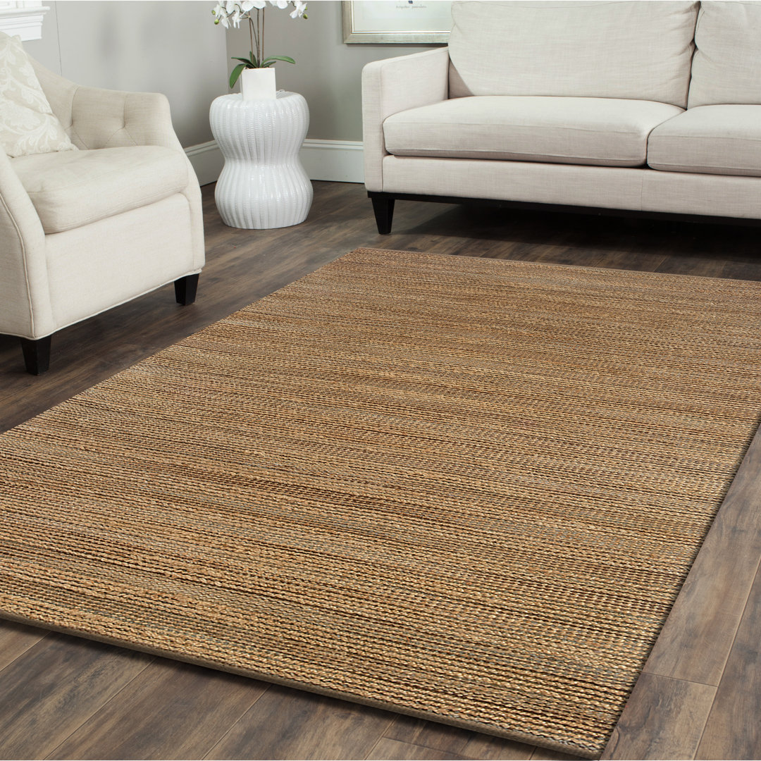 Freeda Hand Braided Jute Tan Area Rug Bayou Breeze Rug 