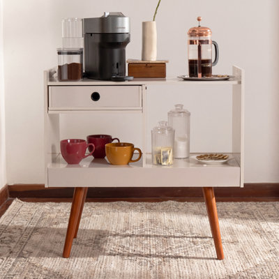 Boahaus Southampton Modern Home Bar Cabinet, Two Open Shelves, One Drawer, Compact for Small Spaces