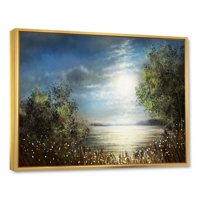 Winter Sunrise Landscape - reproduction de cadre photo sur toile, H 12 po x l 20 po x P 1 po, Cadre flottant doré