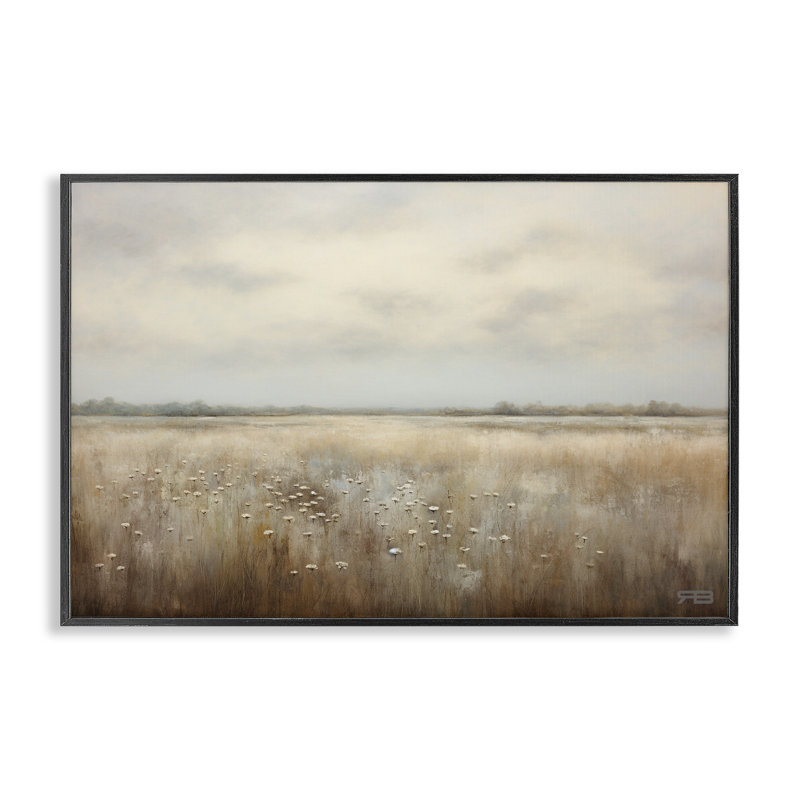 «Subtle Flower Meadow», estampe numérique encadrée par Roozbeh Bahramali, H 20 po x l 30 po, Giclée encadrée noir minuit