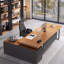 Bureaux en bois massif en forme de L jaune clair-108304460-108304463