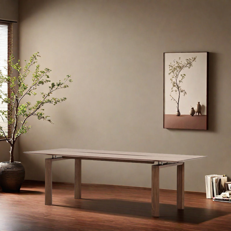 Solid Walnut Wood Dining Table., 29.92"H x 70.87"L x 31.5"W