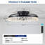 Ventilateur de plafond noir extra-plat de 51 cm (20 po) avec éclairage, variateur et télécommande, montage encastré.-814952056
