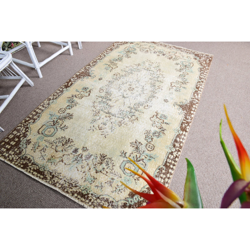 Tapis turc rétro à motif floral brun pour décoration intérieure Boho