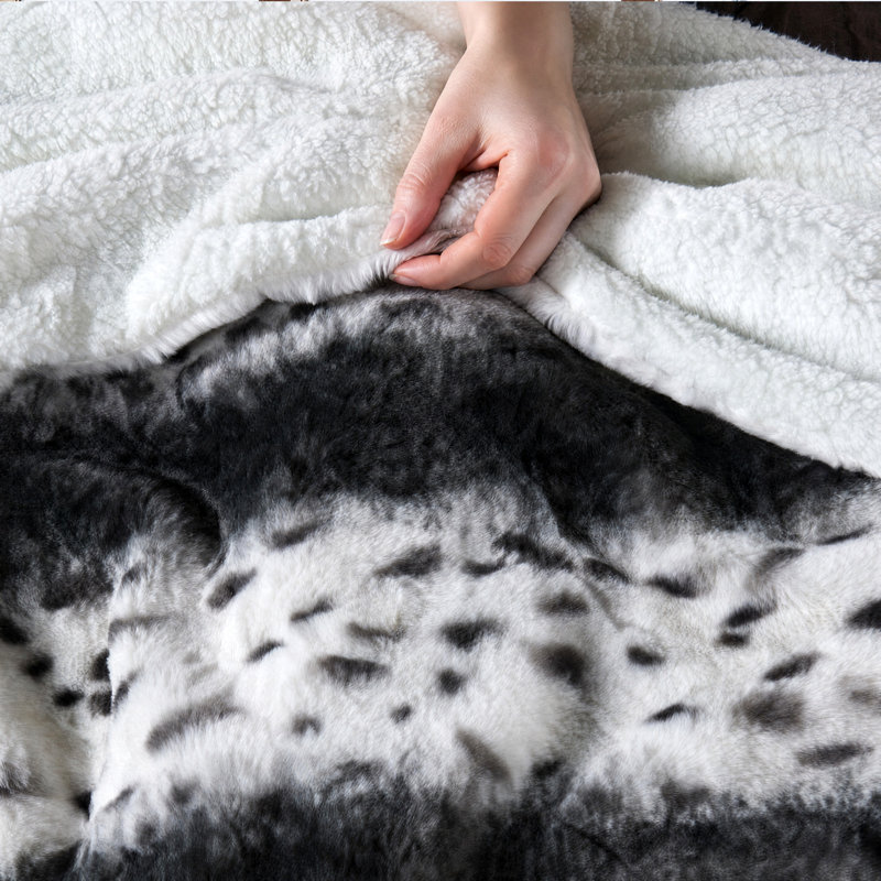 Couverture en fausse fourrure Citraka, L 60 po x l 50 po, Noir