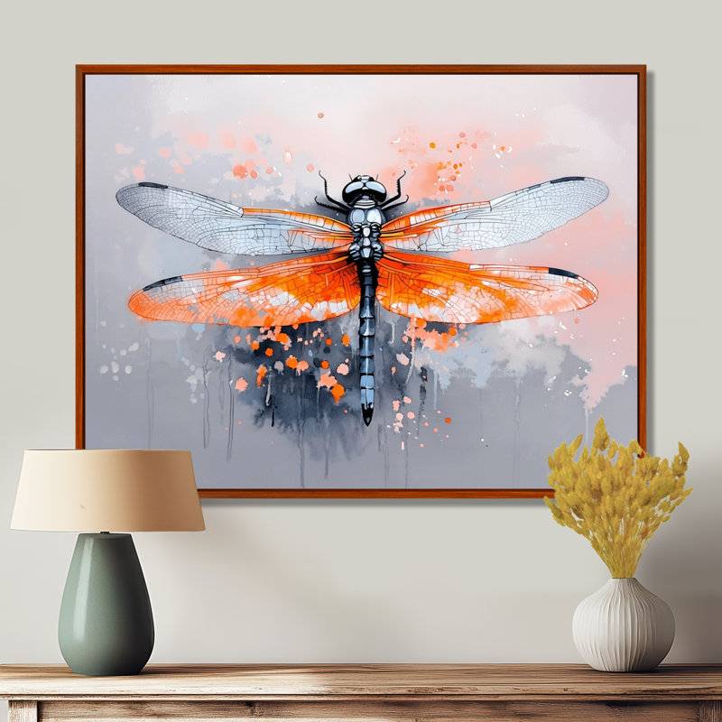Watercolor Dragonfly Wings - impression sur toile de libellule, H 30 po x l 40 po, Brun
