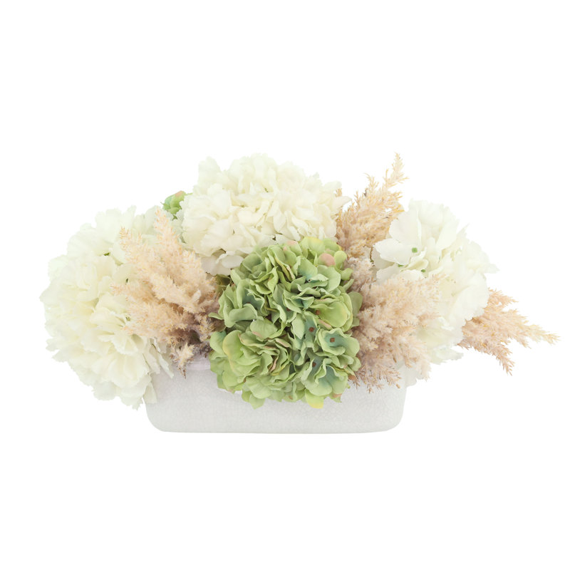 Spring Centerpiece with Hydrangeas and Pampas