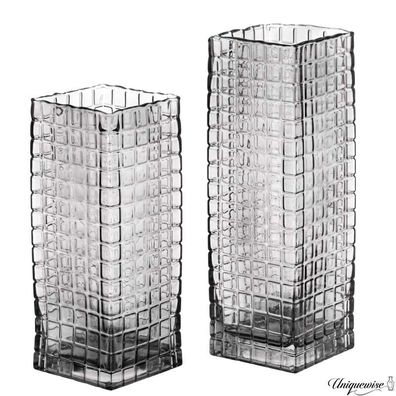10-Inch Square Frosted Gray Glass Table Vase - A Timeless Centerpiece For Dining Tables, Living Rooms, Bedrooms, Hotel Reception Areas And Conference Rooms, Ideal For Weddings And Special Occassions