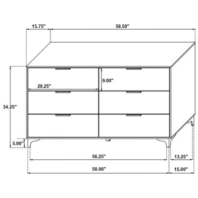 Commode rectangulaire à 6 tiroirs Lexie