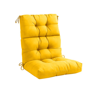 Outdoor High Back Chair Cushions, 44" X 21" X 4" Tufted Adirondack Chair Cushions, Water Resistant Patio Furniture Cushions For Garden Rocking Chair,Yellow