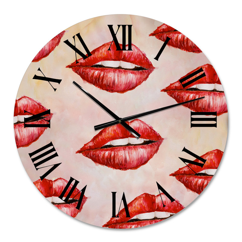Motif de lèvres rouges - horloge murale moderne, Petit