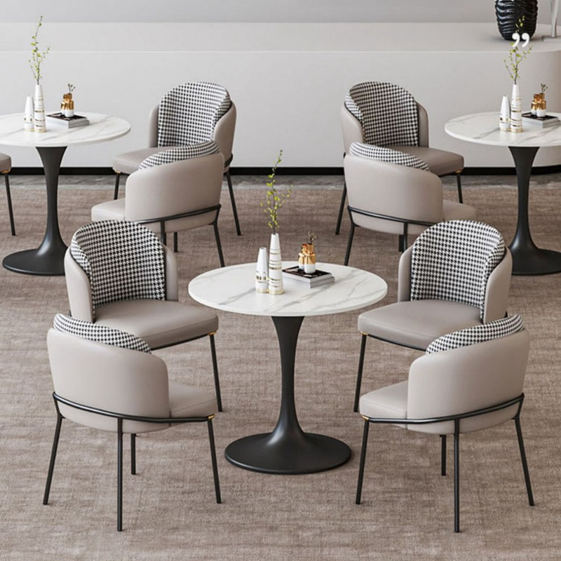Combinaison de table et de chaise moderne simple, Noir / blanc / gris clair