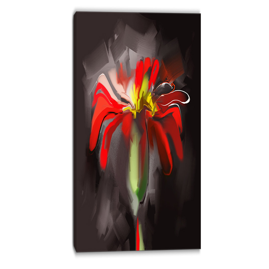 Abstract Red Flower Graphic Art on Wrapped Canvas Design Art 