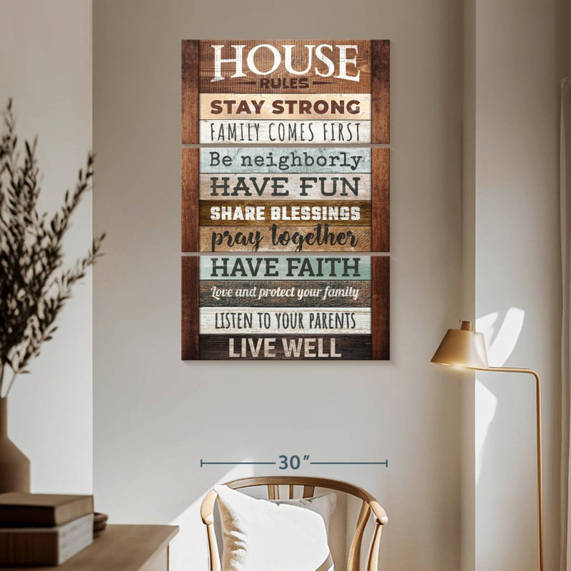 Plaque murale Kema Inspirational House Rules, H 65 po x l 42 po