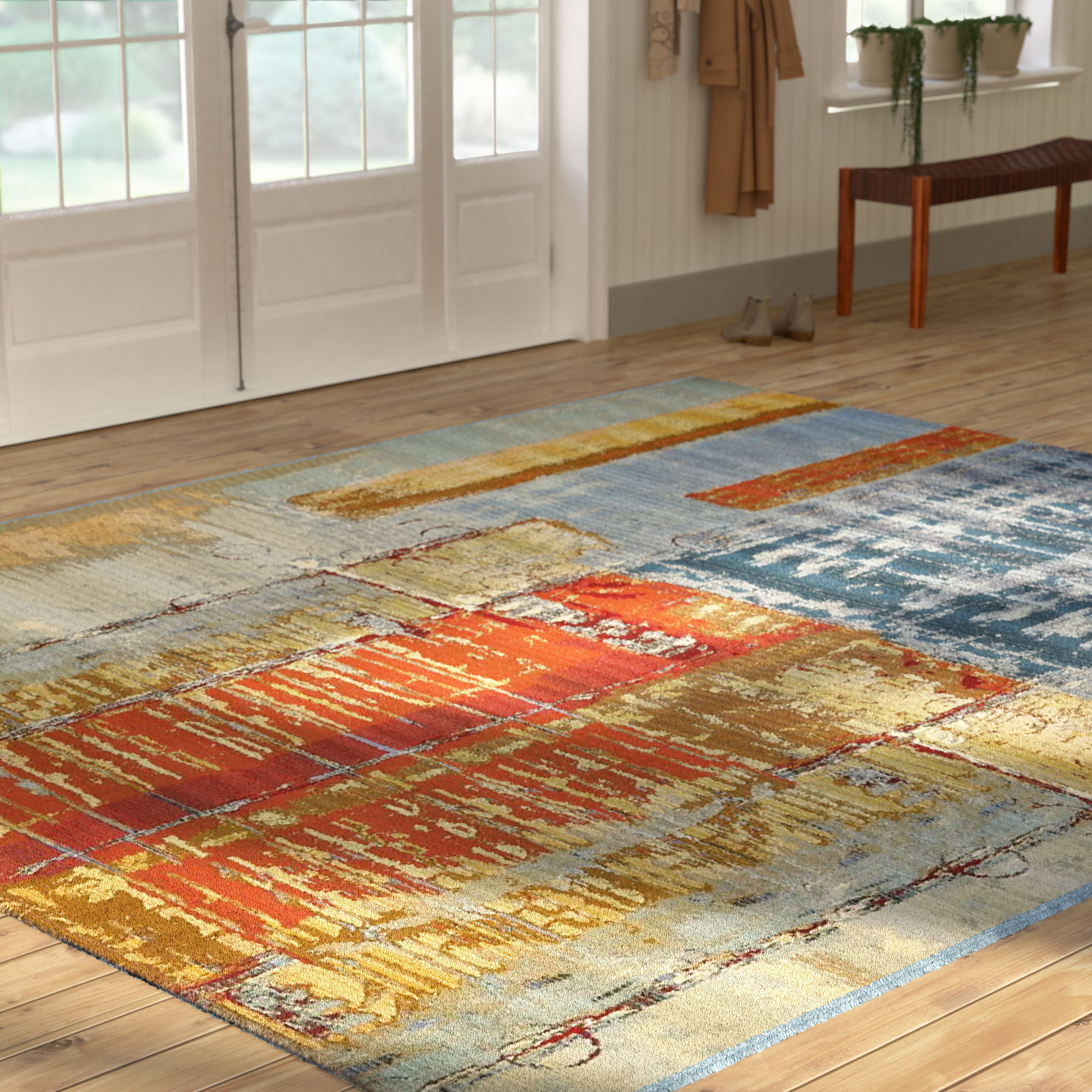 Winston Porter Alice Abstract Blue/Red Indoor/Outdoor Area Rug ...
