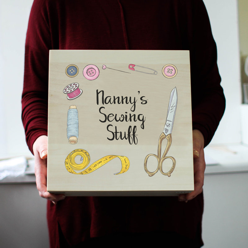 Jonothon Personalised Sewing Keepsake Box, Wood, Yes