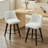 Set of 2 Swivel Linen Upholstered Bar Stools with Tufted Backrest-415985423