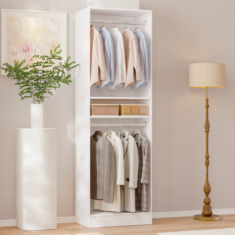 Système de rangement pour garde-robe 79 po avec deux zones de suspension, Blanc