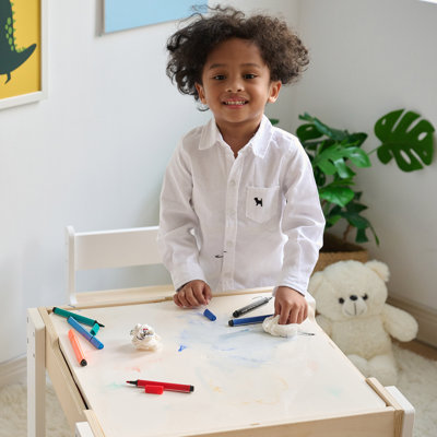 Ensemble de table et de chaises multi-activités pour enfants avec plateau de table réversible et rangement Teamson Kids 2-en-1