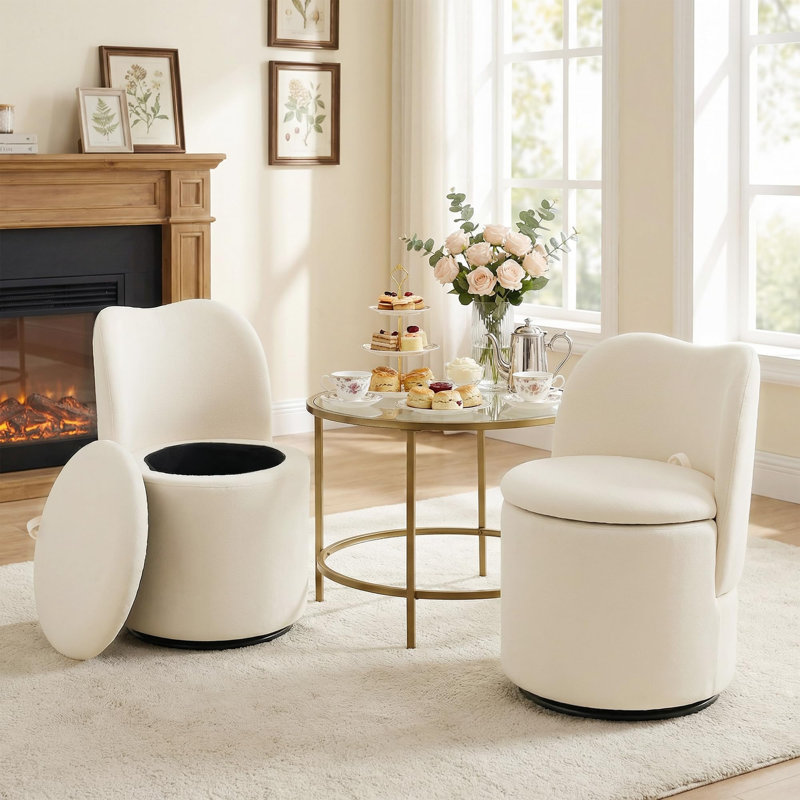 Upholstered Swivel Accent Chair, Beige