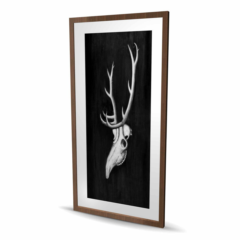 Deer Skull in the Dark - Rustic Living, reproduction encadrée, Brun