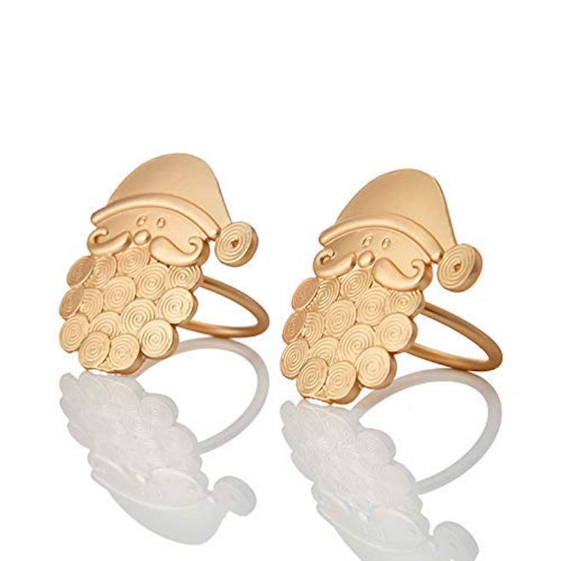 Gold Napkin Rings in Santa Claus for Elegant Kitchen and Table Settings for Christmas and Daily Use